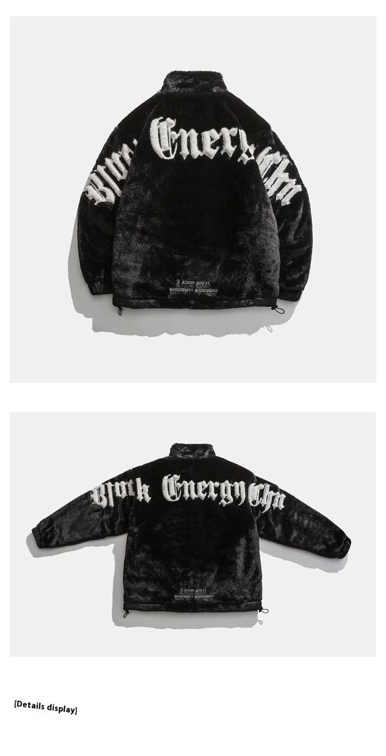 2025 Winter New American Street Letter Embroidered Fleece Fashion Casual Warm Mens Winter Jackets and Coats