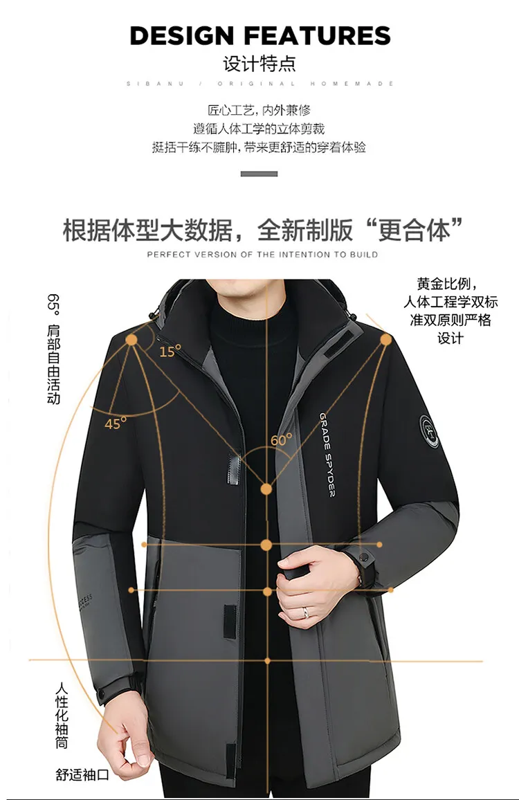 Mens Autumn Hooded Casual Brand Windproof Outwear Hat Parkas Male Jacket Waterproof Parkas Long Jacket New Winter Men Warm Coat