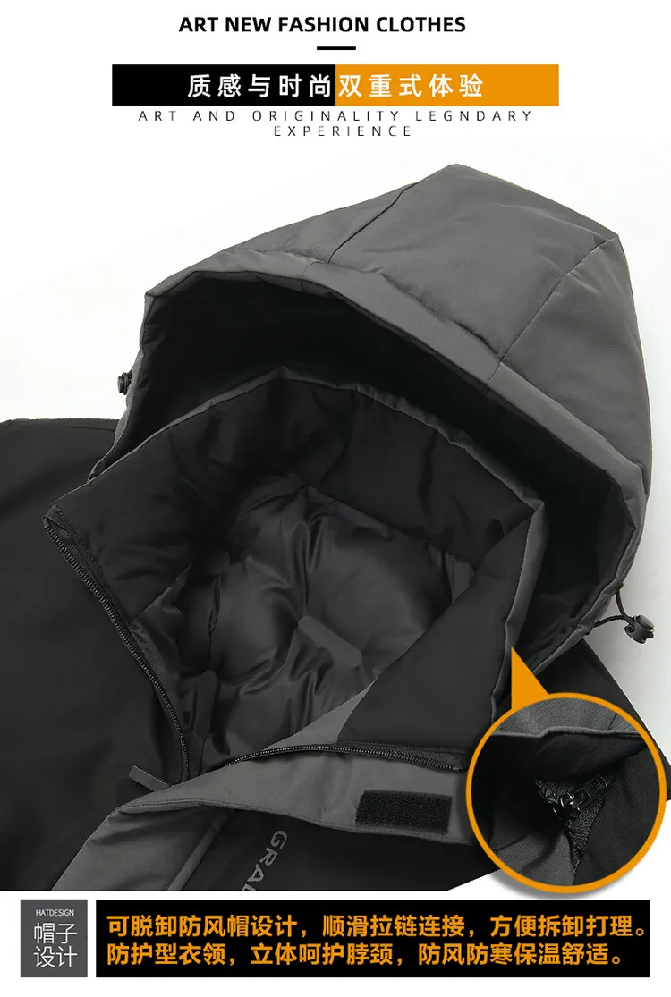 Mens Autumn Hooded Casual Brand Windproof Outwear Hat Parkas Male Jacket Waterproof Parkas Long Jacket New Winter Men Warm Coat