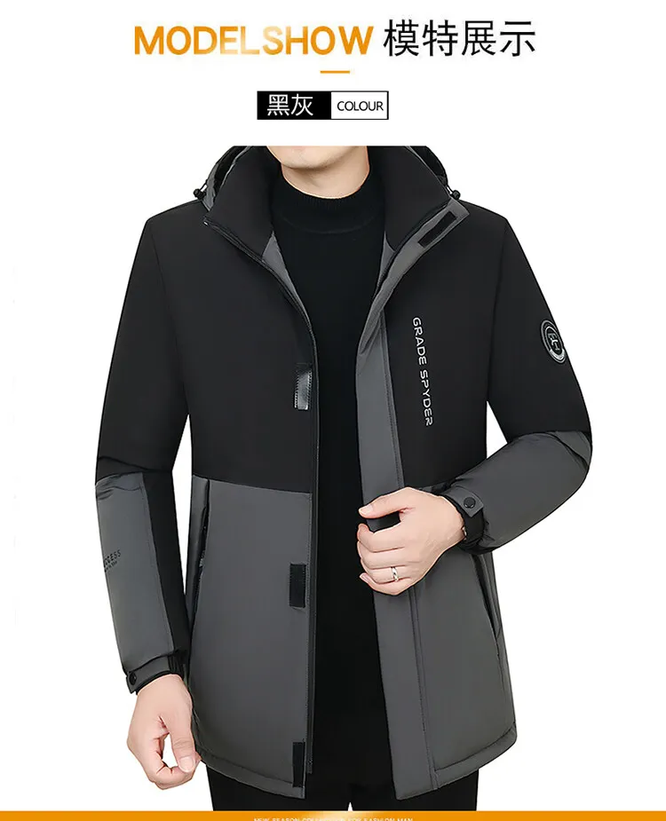 Mens Autumn Hooded Casual Brand Windproof Outwear Hat Parkas Male Jacket Waterproof Parkas Long Jacket New Winter Men Warm Coat