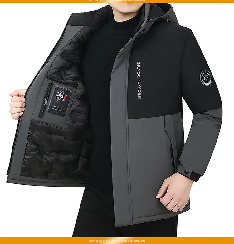 Mens Autumn Hooded Casual Brand Windproof Outwear Hat Parkas Male Jacket Waterproof Parkas Long Jacket New Winter Men Warm Coat
