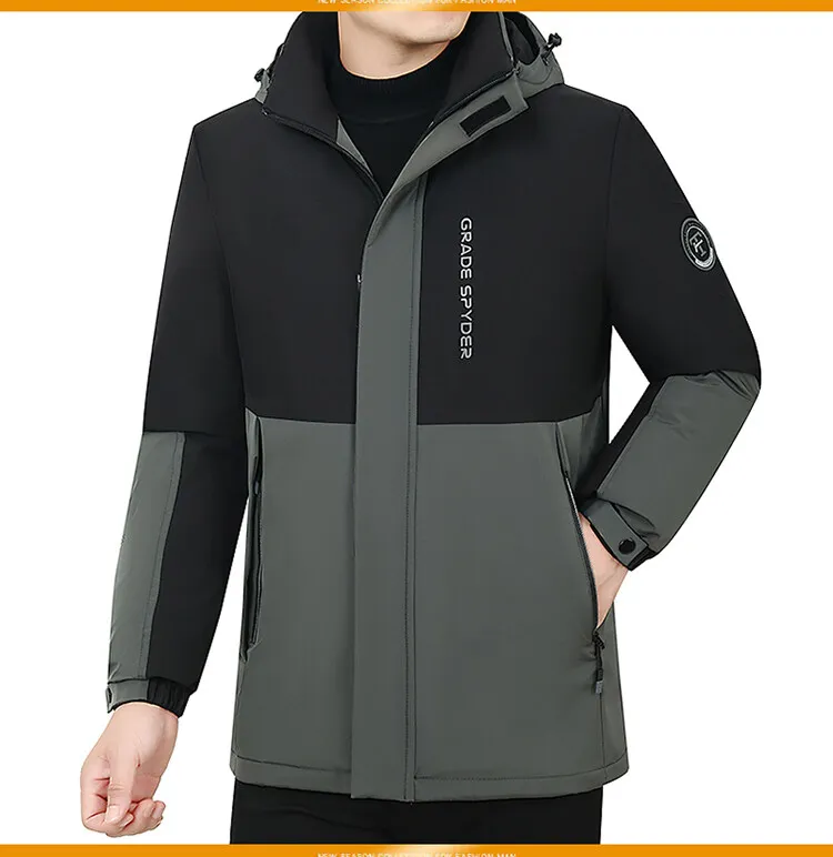 Mens Autumn Hooded Casual Brand Windproof Outwear Hat Parkas Male Jacket Waterproof Parkas Long Jacket New Winter Men Warm Coat