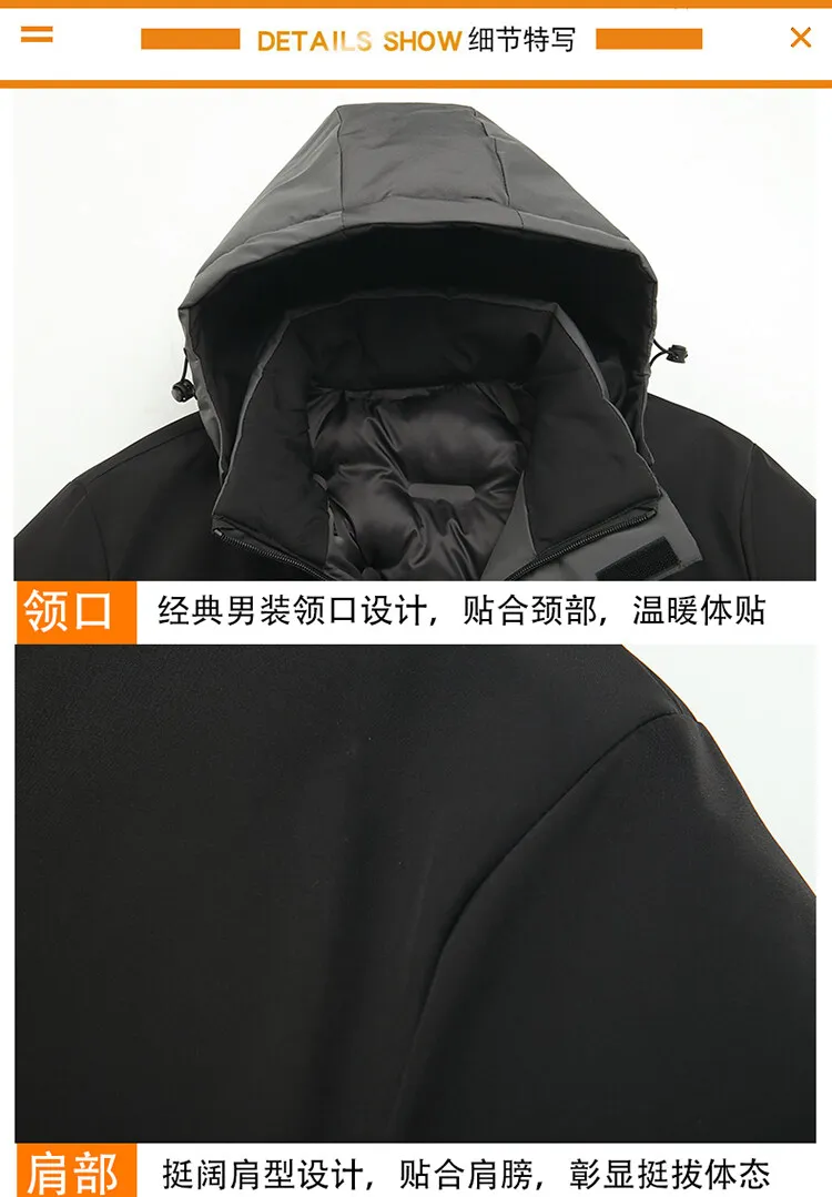 Mens Autumn Hooded Casual Brand Windproof Outwear Hat Parkas Male Jacket Waterproof Parkas Long Jacket New Winter Men Warm Coat