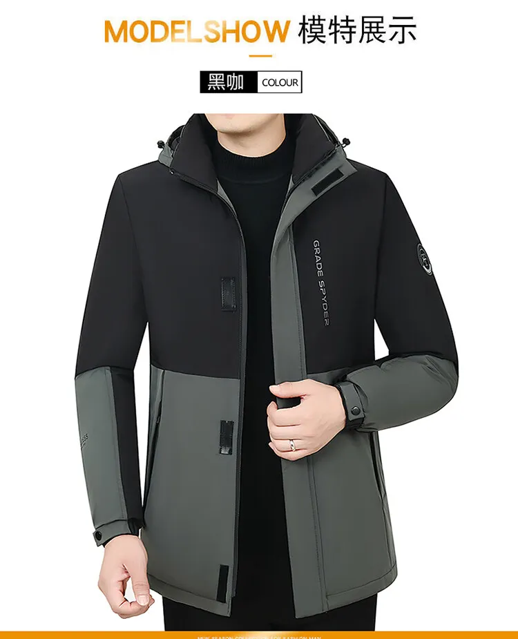Mens Autumn Hooded Casual Brand Windproof Outwear Hat Parkas Male Jacket Waterproof Parkas Long Jacket New Winter Men Warm Coat
