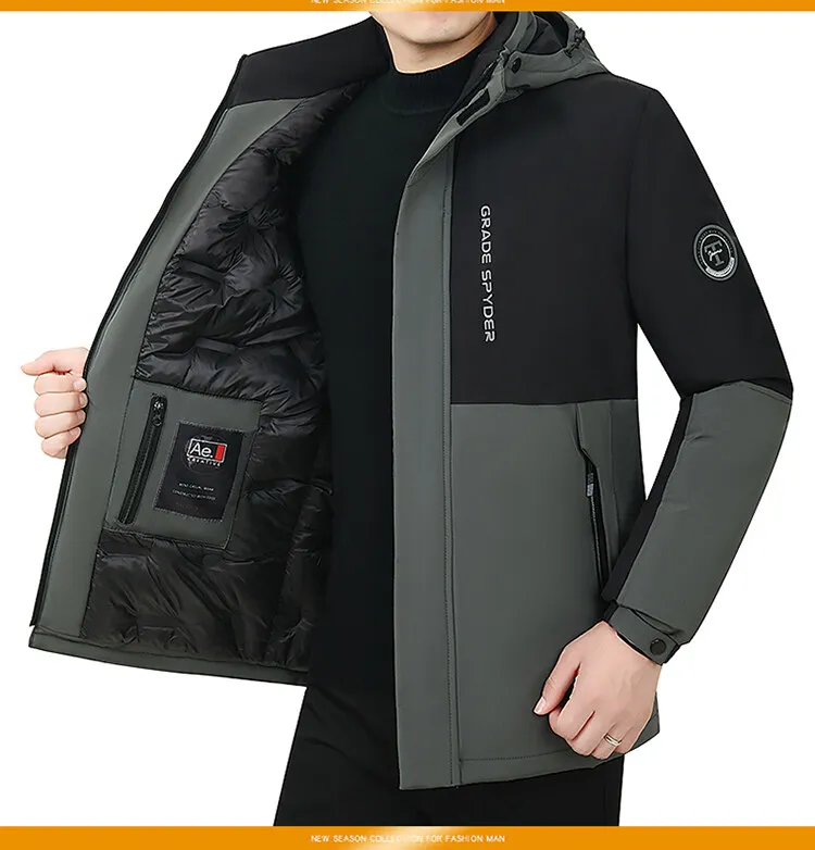 Mens Autumn Hooded Casual Brand Windproof Outwear Hat Parkas Male Jacket Waterproof Parkas Long Jacket New Winter Men Warm Coat
