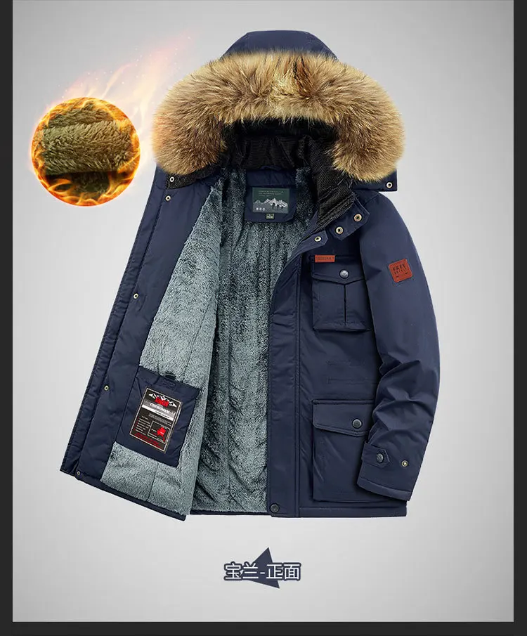 plus size 8XL Men hooded Fashion Mens Parkas Thicken Male Thick Warm Coat Parkas Hooded Winter Windproof Man Jacket Parka mens