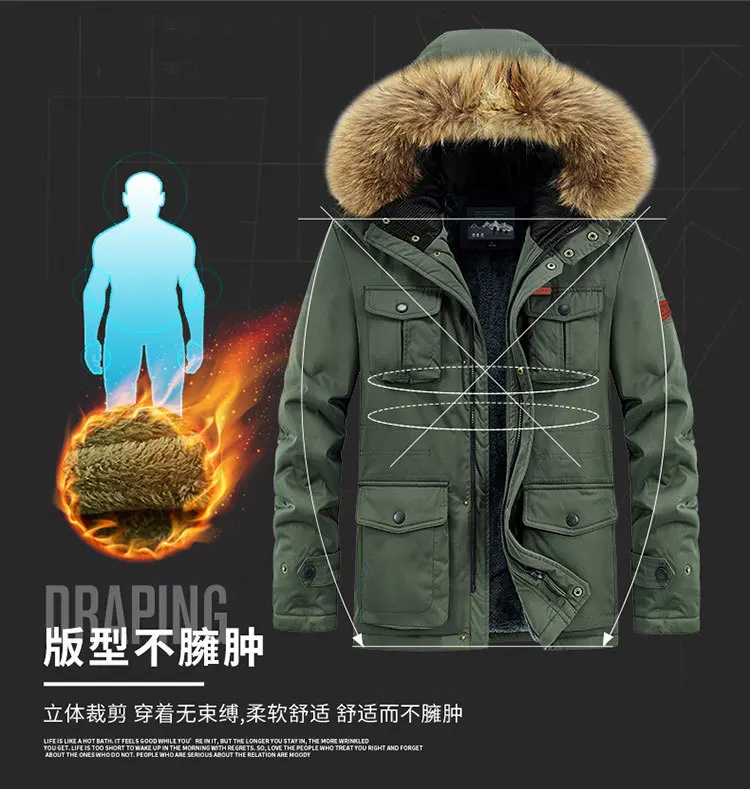 plus size 8XL Men hooded Fashion Mens Parkas Thicken Male Thick Warm Coat Parkas Hooded Winter Windproof Man Jacket Parka mens