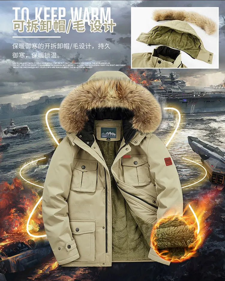 plus size 8XL Men hooded Fashion Mens Parkas Thicken Male Thick Warm Coat Parkas Hooded Winter Windproof Man Jacket Parka mens
