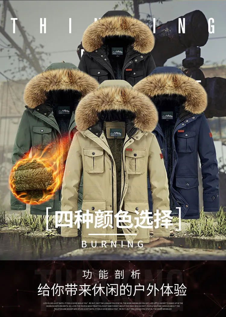 plus size 8XL Men hooded Fashion Mens Parkas Thicken Male Thick Warm Coat Parkas Hooded Winter Windproof Man Jacket Parka mens