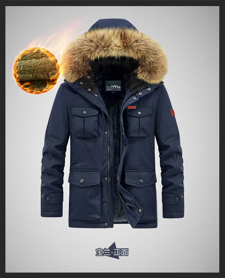 plus size 8XL Men hooded Fashion Mens Parkas Thicken Male Thick Warm Coat Parkas Hooded Winter Windproof Man Jacket Parka mens