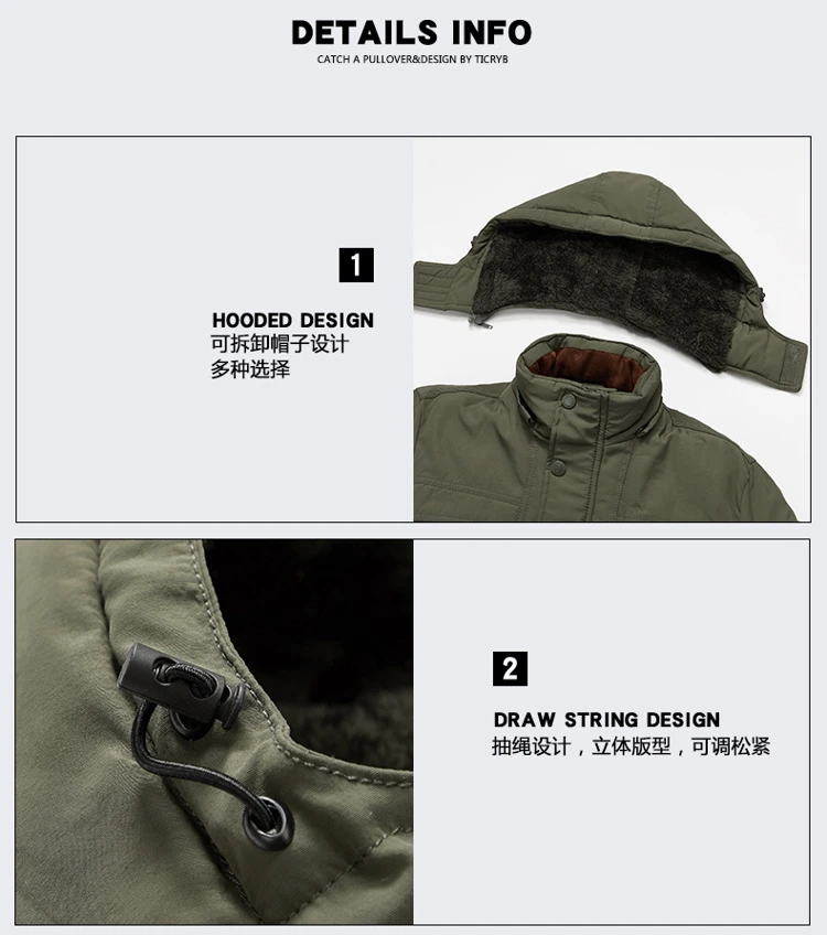New Brand Men's Casual Jacket Fashion Thick Winter Parkas Male Fur Trench Overcoat Heated Warm Jackets Coats Parka Men