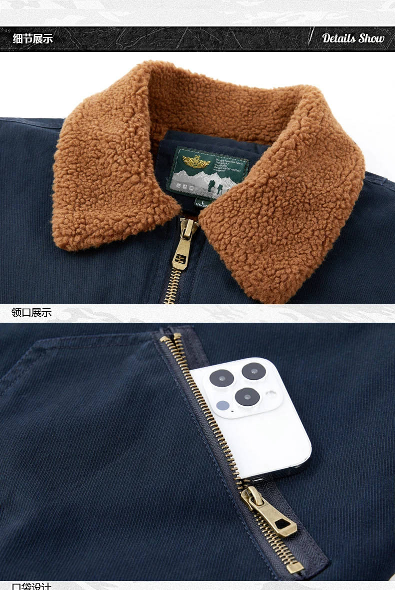 Fleece Bomber Coats Military Outdoor Cotton-Padded Windbreakers Men Clothing Men's Thicken Parkas Warm Winter Jacket Cashmere