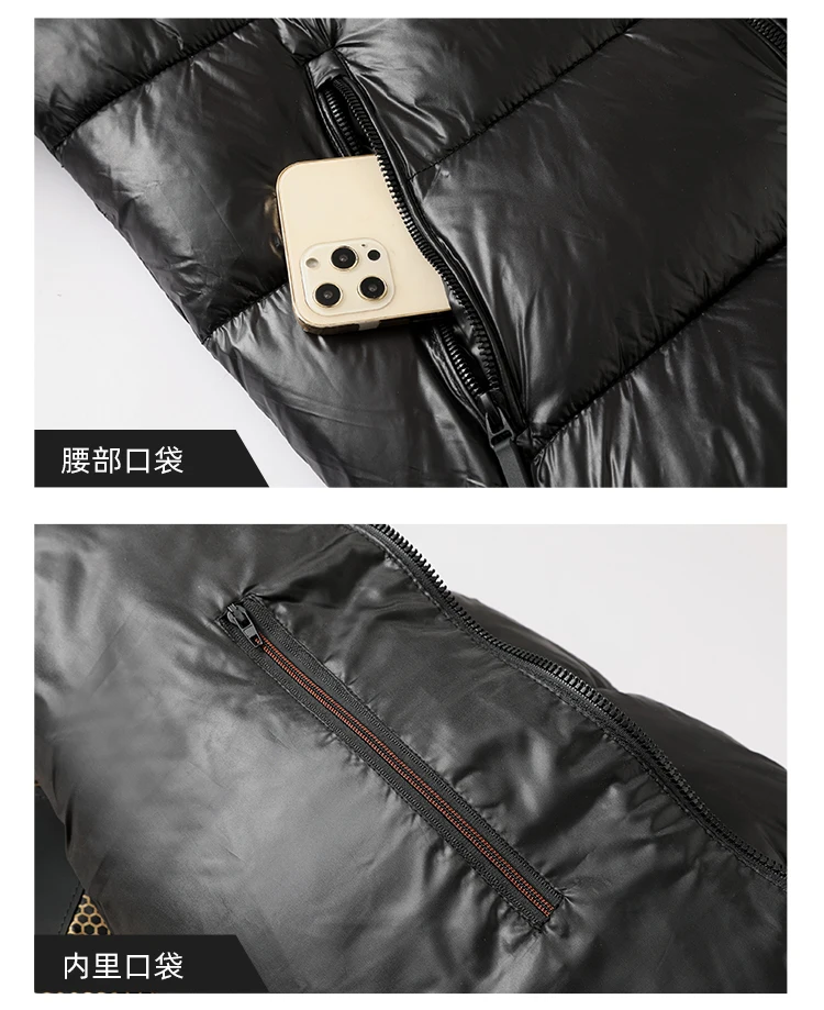 New Glossy Parkas Black Gold Short Cotton Jacket Mens Winter Shiny Parkas Warm Jacket with Hood Casual Quilted Puffer Jackets