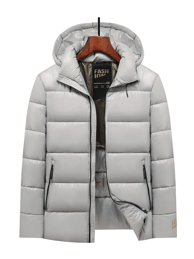New Glossy Parkas Black Gold Short Cotton Jacket Mens Winter Shiny Parkas Warm Jacket with Hood Casual Quilted Puffer Jackets