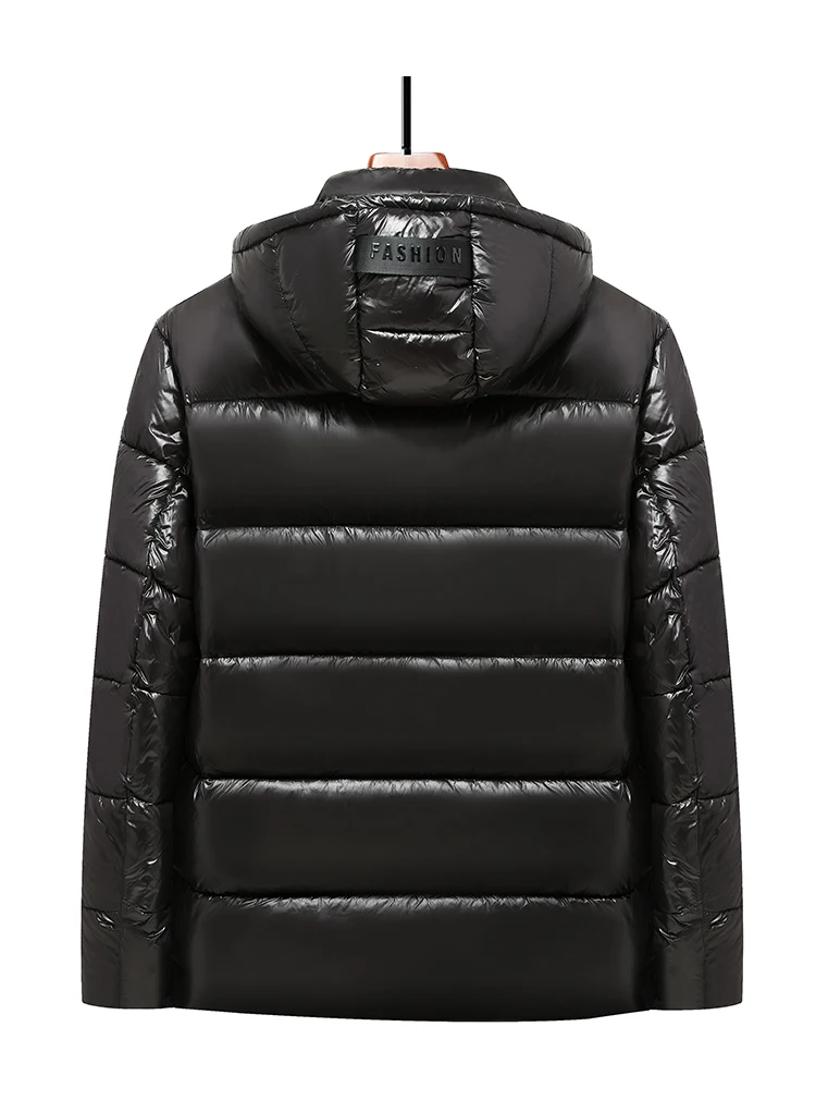 New Glossy Parkas Black Gold Short Cotton Jacket Mens Winter Shiny Parkas Warm Jacket with Hood Casual Quilted Puffer Jackets
