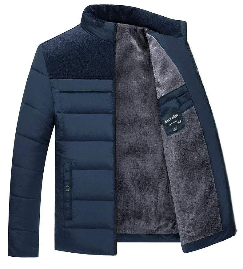 Plush Thickened Parkas Stand Collar Jacket Fashion Coat Padded Overcoat for Men Men's Parker Coat Warm Thick Zipper Winter Men's