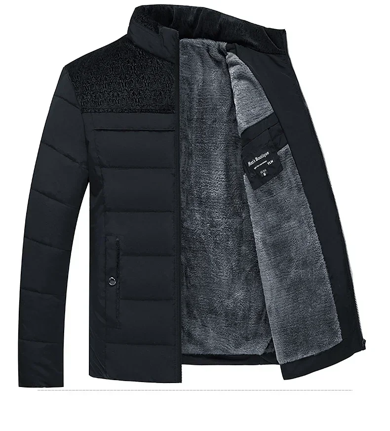 Plush Thickened Parkas Stand Collar Jacket Fashion Coat Padded Overcoat for Men Men's Parker Coat Warm Thick Zipper Winter Men's