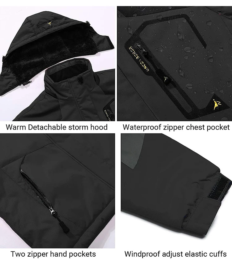 Male Windbreaker Ski Jackets Men's Winter Parkas Outdoor Jacket Thicken Fleece Quality Warm Waterproof Climb Men Thick Coat