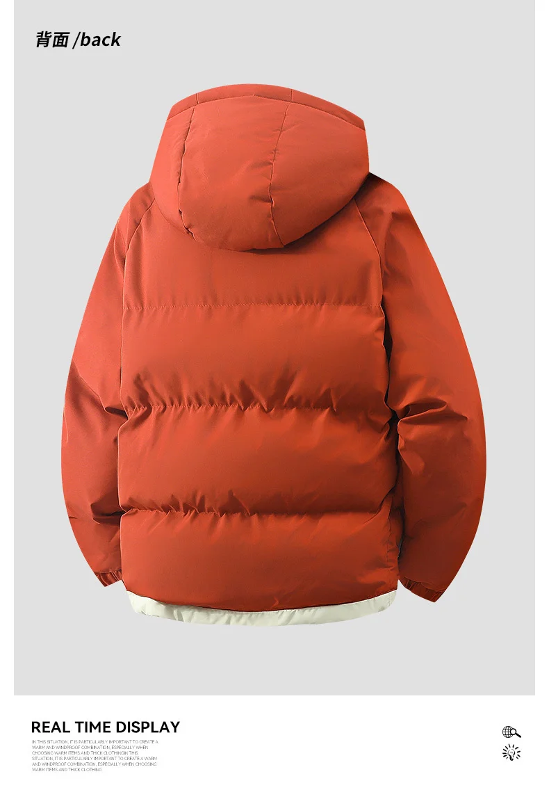 male Outerwear hooded jacket Men's winter loose jacket Cotton coat man fashion parkas Men windproof thick warm Down Jacket