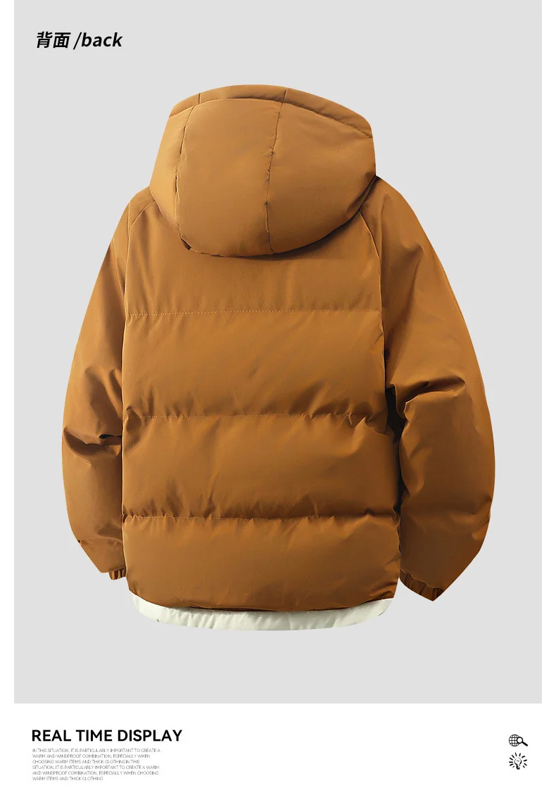 male Outerwear hooded jacket Men's winter loose jacket Cotton coat man fashion parkas Men windproof thick warm Down Jacket