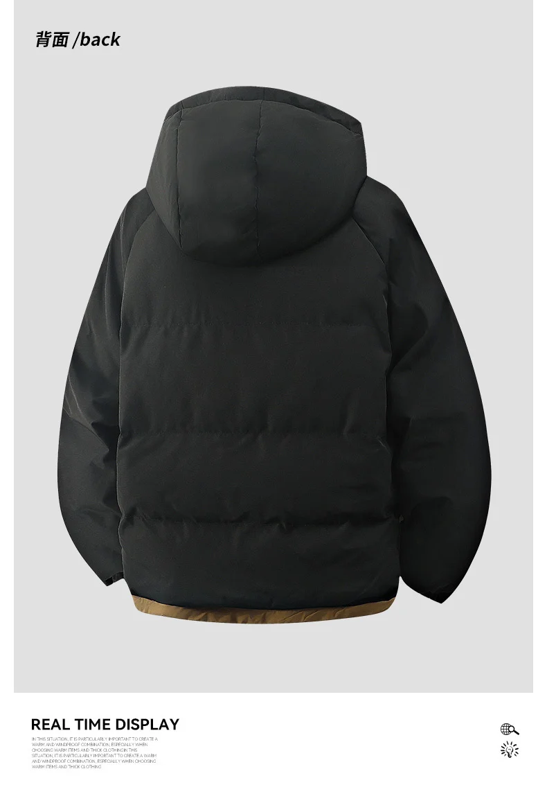 male Outerwear hooded jacket Men's winter loose jacket Cotton coat man fashion parkas Men windproof thick warm Down Jacket