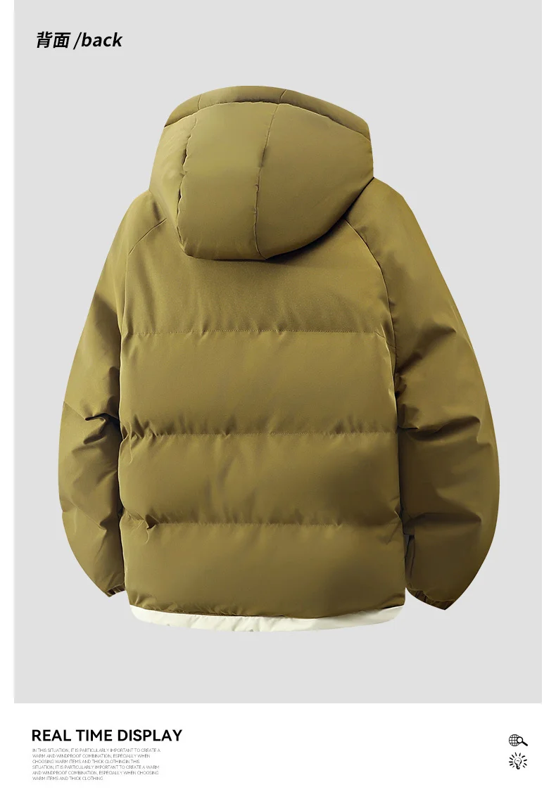 male Outerwear hooded jacket Men's winter loose jacket Cotton coat man fashion parkas Men windproof thick warm Down Jacket