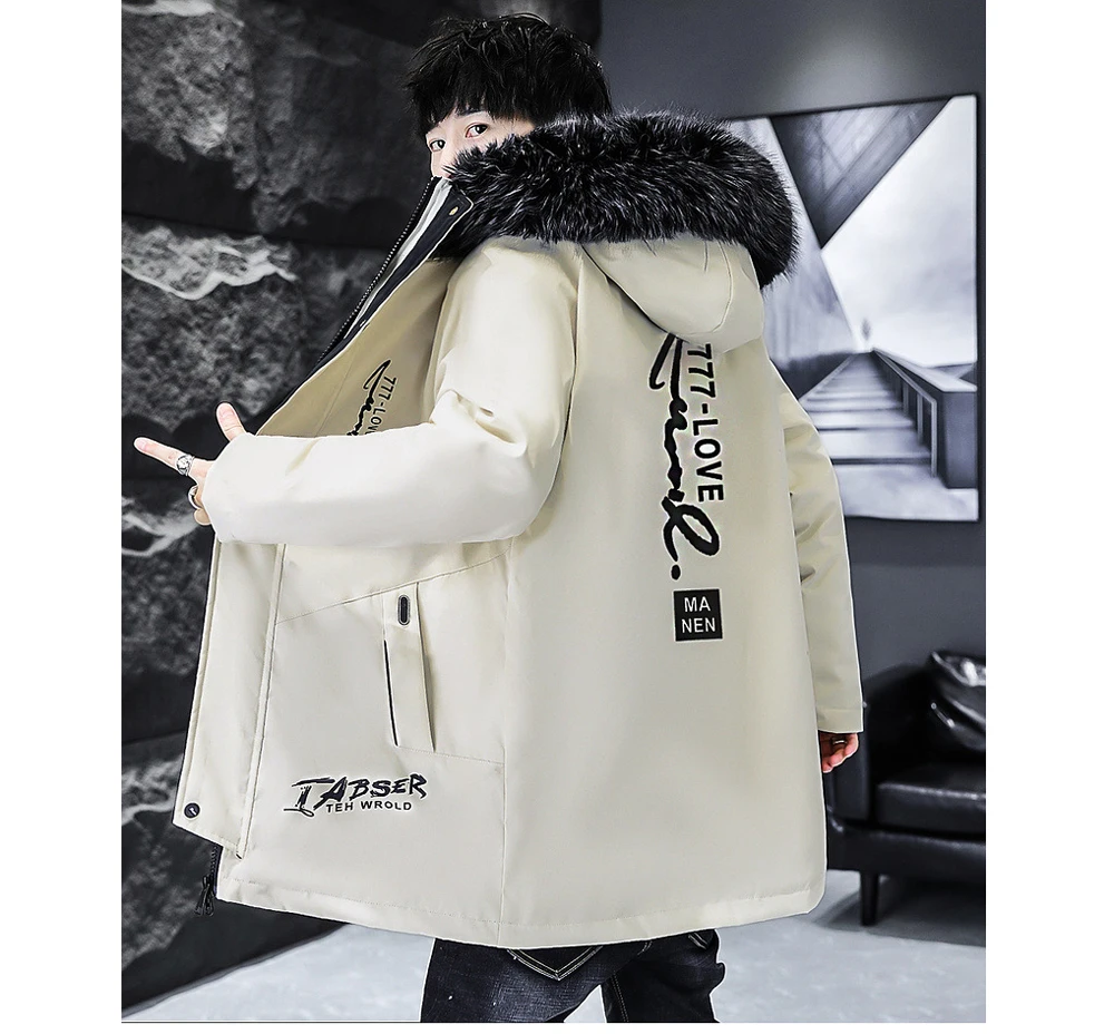 Winter Men's Long Down Jacket Fashion Male Thermal Parkas Coats Casual Men Classic Fur Collar Warm Padded Jackets Clothing 5XL