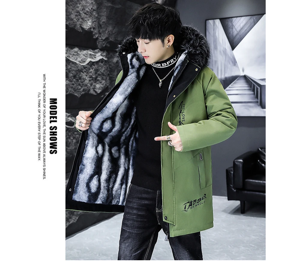 Winter Men's Long Down Jacket Fashion Male Thermal Parkas Coats Casual Men Classic Fur Collar Warm Padded Jackets Clothing 5XL