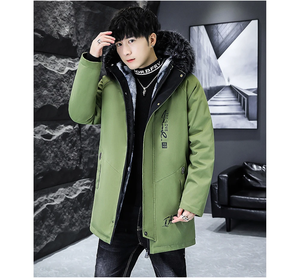 Winter Men's Long Down Jacket Fashion Male Thermal Parkas Coats Casual Men Classic Fur Collar Warm Padded Jackets Clothing 5XL