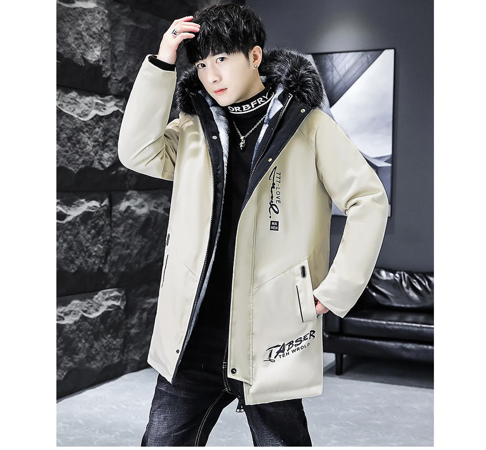 Winter Men's Long Down Jacket Fashion Male Thermal Parkas Coats Casual Men Classic Fur Collar Warm Padded Jackets Clothing 5XL
