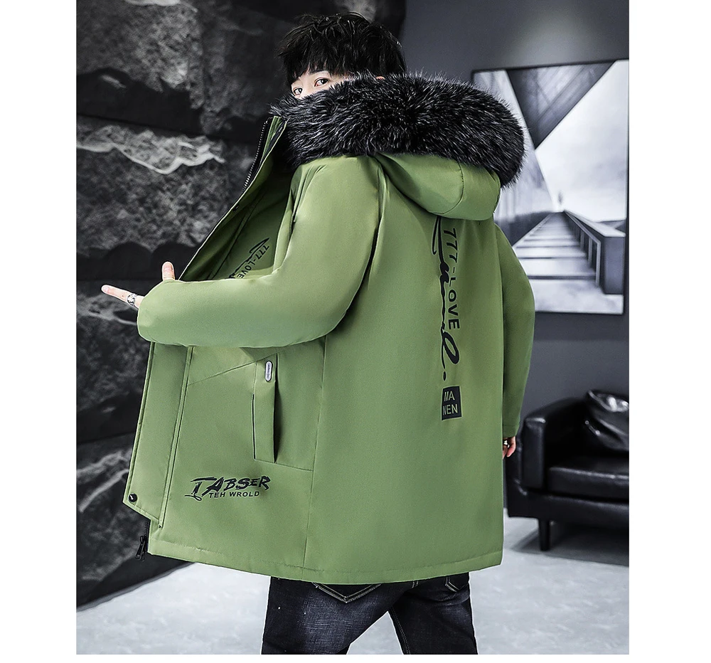 Winter Men's Long Down Jacket Fashion Male Thermal Parkas Coats Casual Men Classic Fur Collar Warm Padded Jackets Clothing 5XL