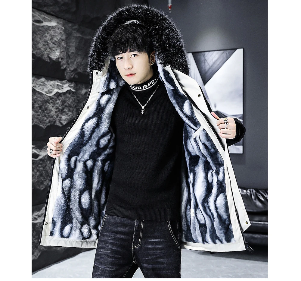 Winter Men's Long Down Jacket Fashion Male Thermal Parkas Coats Casual Men Classic Fur Collar Warm Padded Jackets Clothing 5XL