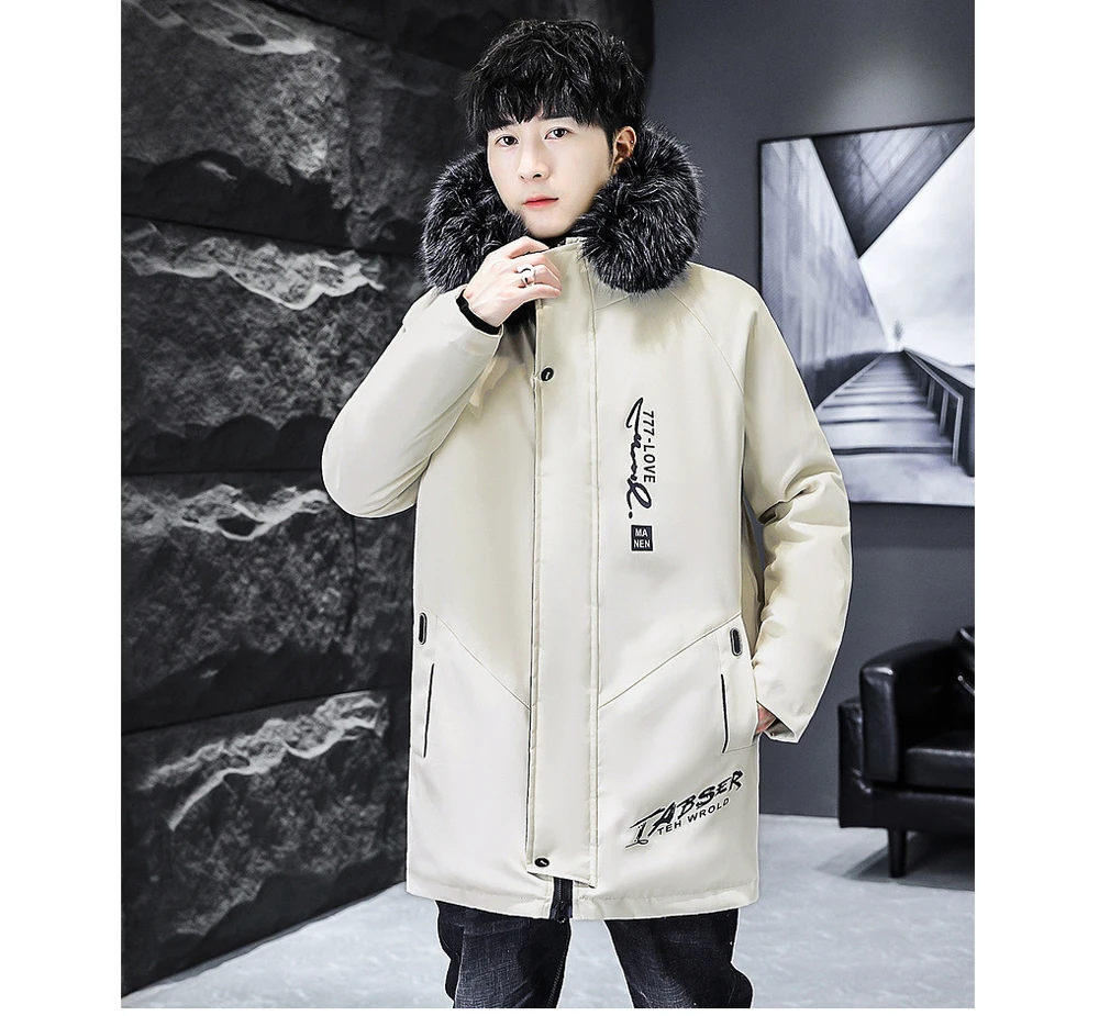 Winter Men's Long Down Jacket Fashion Male Thermal Parkas Coats Casual Men Classic Fur Collar Warm Padded Jackets Clothing 5XL