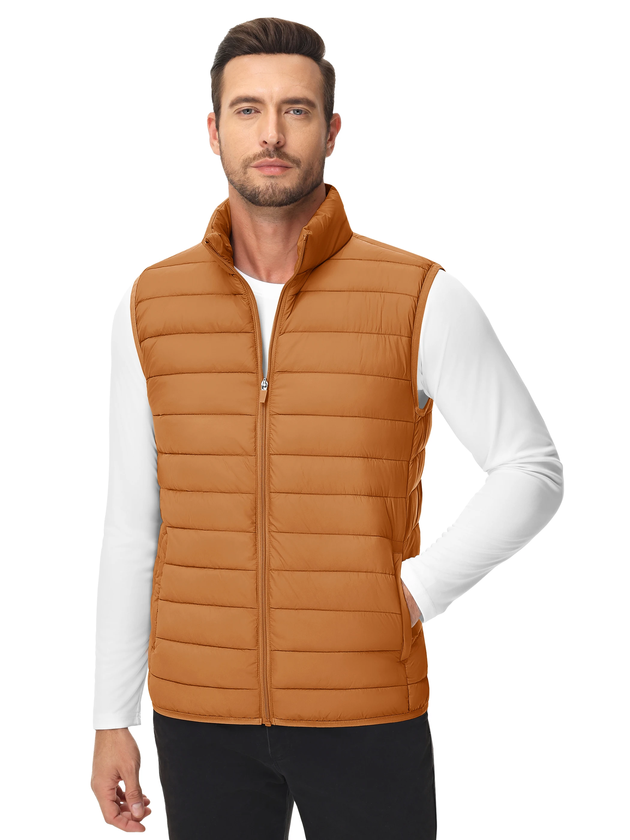TACVASEN Lightweight Puffer Vest Mens Windproof Vest Sleeveless Vest Winter Jacket Casual Coat Warm Thicken Waistcoat Streetwear