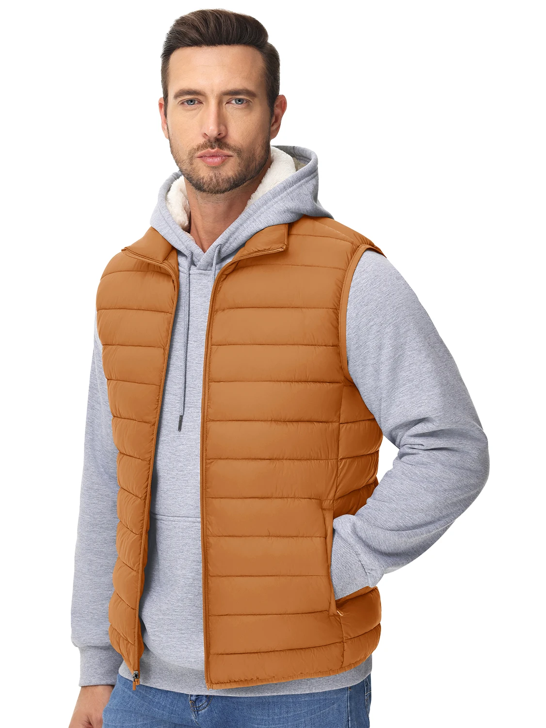 TACVASEN Lightweight Puffer Vest Mens Windproof Vest Sleeveless Vest Winter Jacket Casual Coat Warm Thicken Waistcoat Streetwear