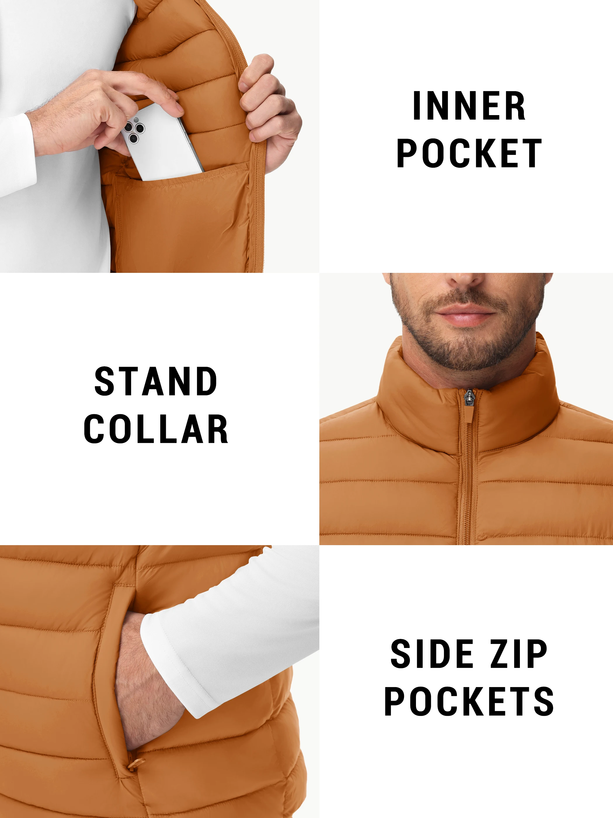 TACVASEN Lightweight Puffer Vest Mens Windproof Vest Sleeveless Vest Winter Jacket Casual Coat Warm Thicken Waistcoat Streetwear