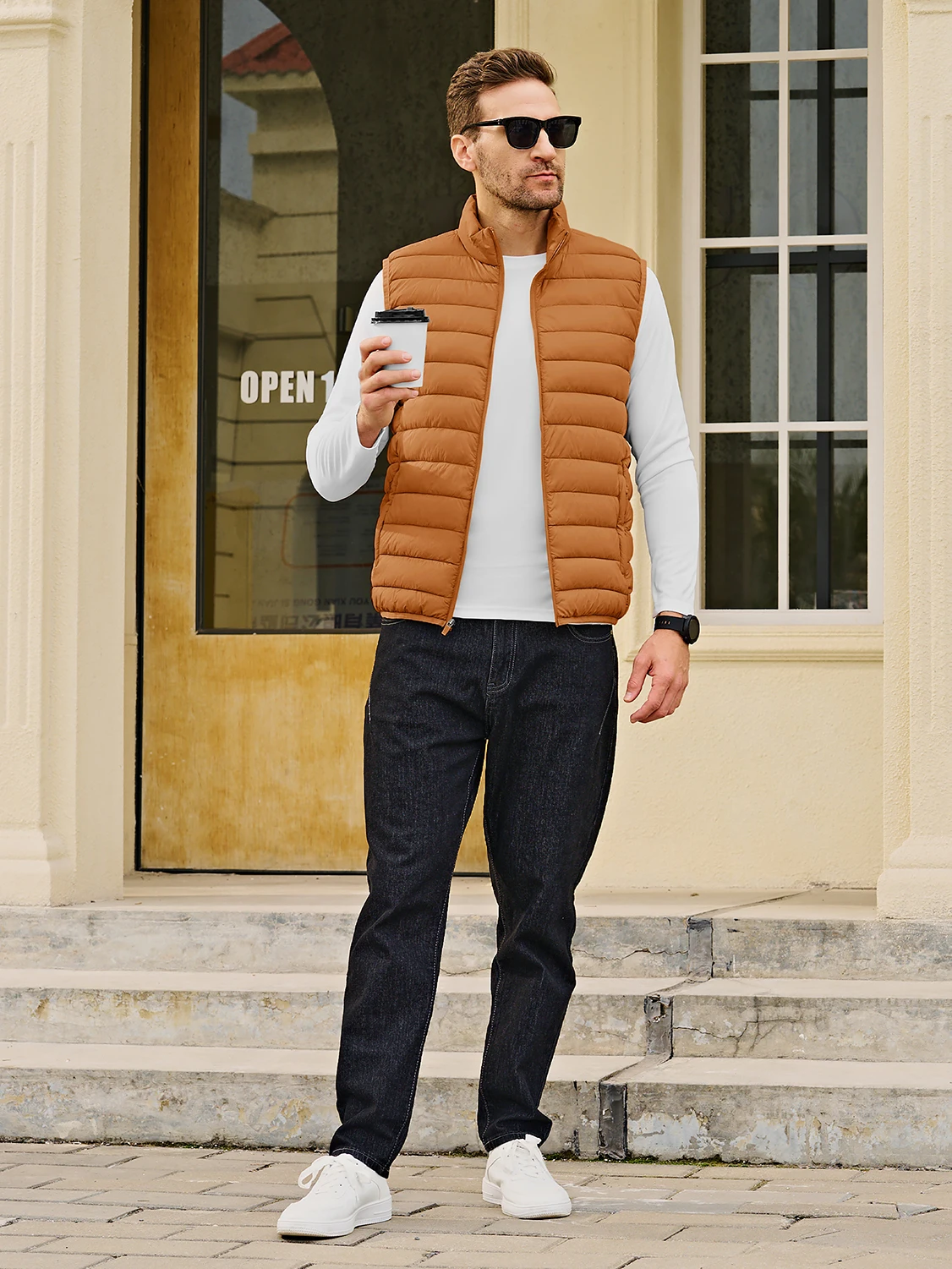 TACVASEN Lightweight Puffer Vest Mens Windproof Vest Sleeveless Vest Winter Jacket Casual Coat Warm Thicken Waistcoat Streetwear