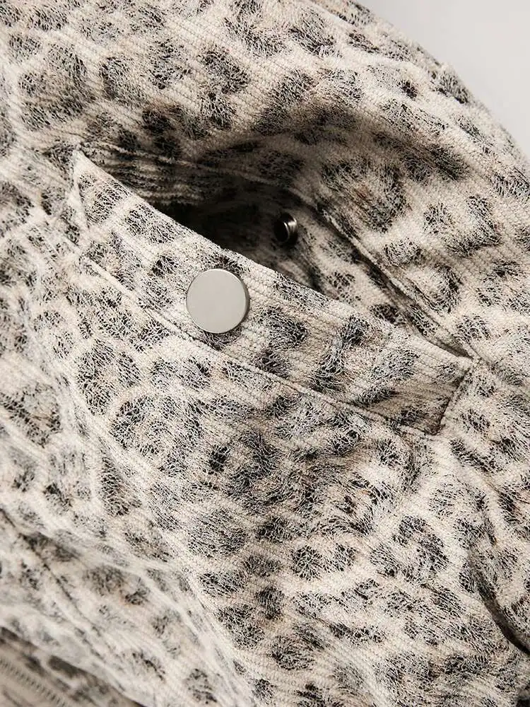 PFHQ Niche Design Men's Fleece Jackets Hooded Leopard Print Fur Thick Padded Coats Thermal Contrast Color Male Clothing CPG2405