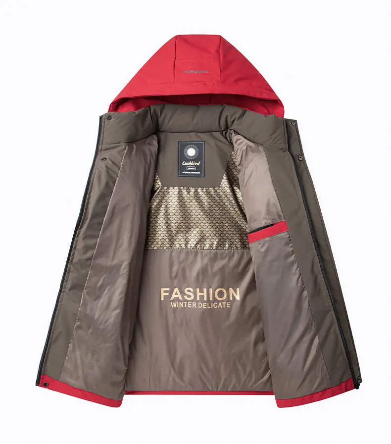 2026 New Winter Parka Men Thicken Casual Coat Slim Fit Outwear Waterproof Warm Solid Color Outdoor Outwear Hooded Coat