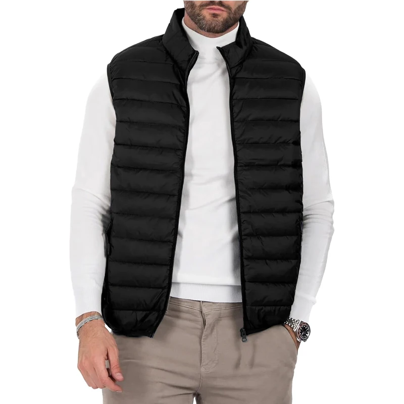 Animal Game Men's Casual Vest Autumn Lightweight Sleeveless Jacket Zipper Outerwear Vest Outdoor Down Vest Coats with Pockets