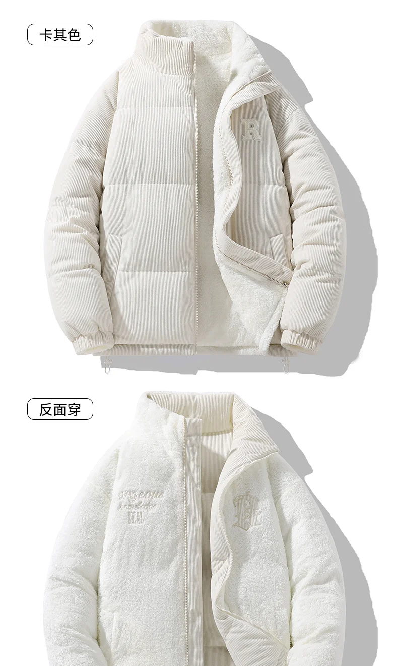 Male Outdoor Winter Coats Jaquetas Corduroy Winter Jacket Leisure Lapel Lamb Loose Denim Coat Male Parka Men Moletom Masculino