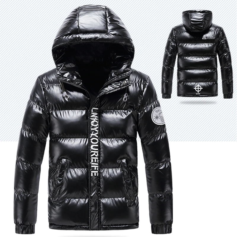Winter Outdoor High Quality Bright Padded Jacket Trendy Hoodie Thickened Windproof Warm Non Washable Down Jacket Cotton Jacket