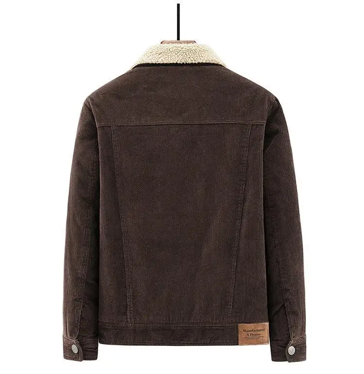 Men's Wear Single Breasted Loose Jacket Men's Corduroy Jacket Coat Winter Casual Plush Jacket Fashion Coat Outfit Winproof Coats