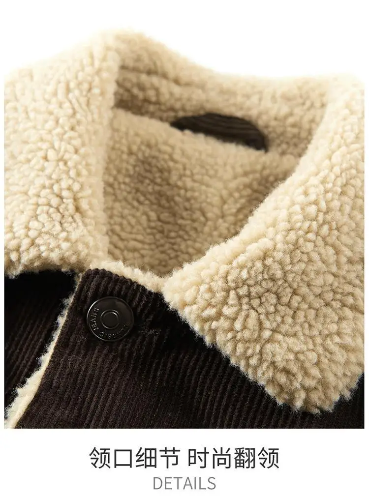 Men's Wear Single Breasted Loose Jacket Men's Corduroy Jacket Coat Winter Casual Plush Jacket Fashion Coat Outfit Winproof Coats