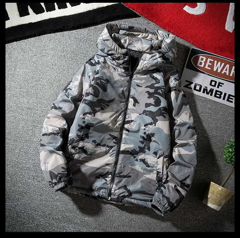 Men's Camouflage Parkas Jacket Autumn Winter Thickened Warm Waterproof Jacket Outdoor Hiking Fishing Hooded Cotton-padded Coats