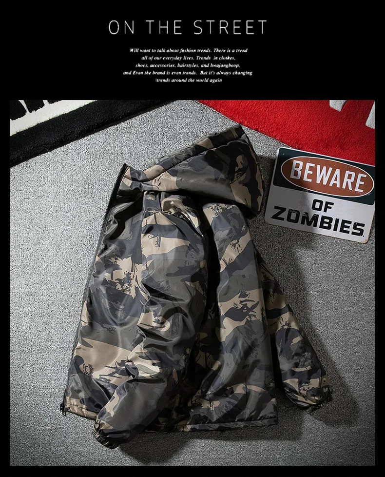 Men's Camouflage Parkas Jacket Autumn Winter Thickened Warm Waterproof Jacket Outdoor Hiking Fishing Hooded Cotton-padded Coats