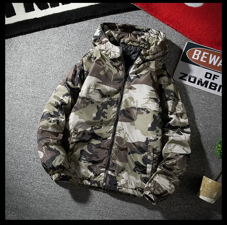 Men's Camouflage Parkas Jacket Autumn Winter Thickened Warm Waterproof Jacket Outdoor Hiking Fishing Hooded Cotton-padded Coats