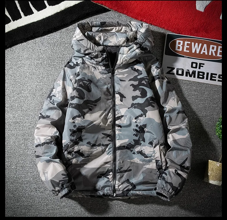 Men's Camouflage Parkas Jacket Autumn Winter Thickened Warm Waterproof Jacket Outdoor Hiking Fishing Hooded Cotton-padded Coats