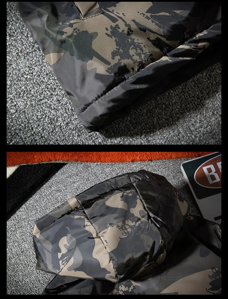 Men's Camouflage Parkas Jacket Autumn Winter Thickened Warm Waterproof Jacket Outdoor Hiking Fishing Hooded Cotton-padded Coats
