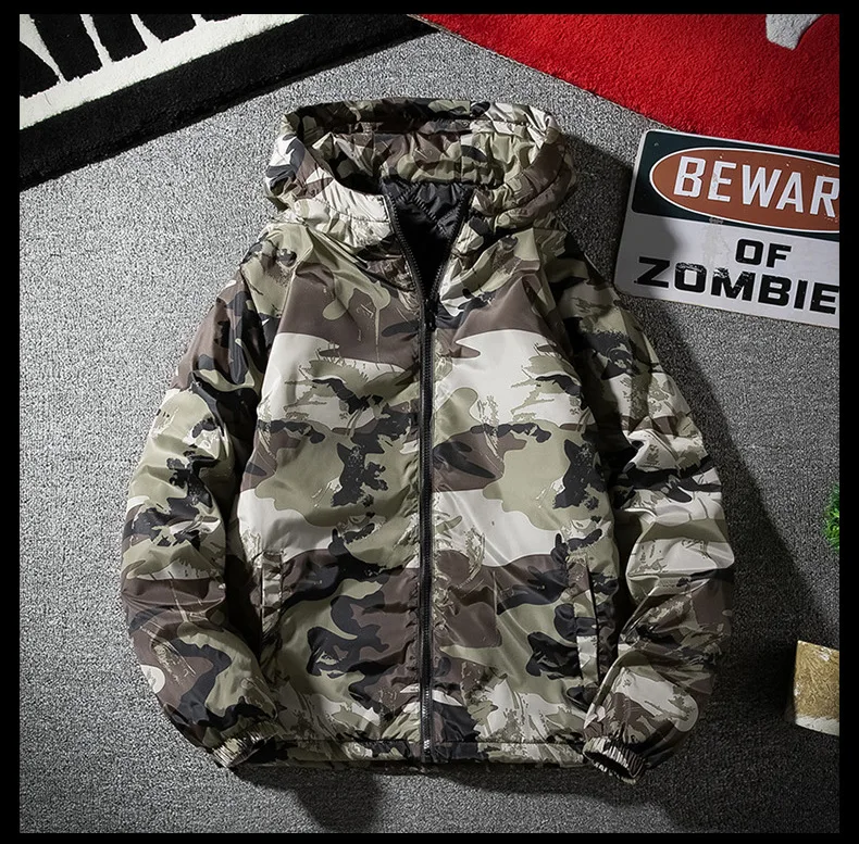 Men's Camouflage Parkas Jacket Autumn Winter Thickened Warm Waterproof Jacket Outdoor Hiking Fishing Hooded Cotton-padded Coats